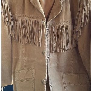Mens size 44 vintage tan leather fringe Scully like new-never worn-no tags